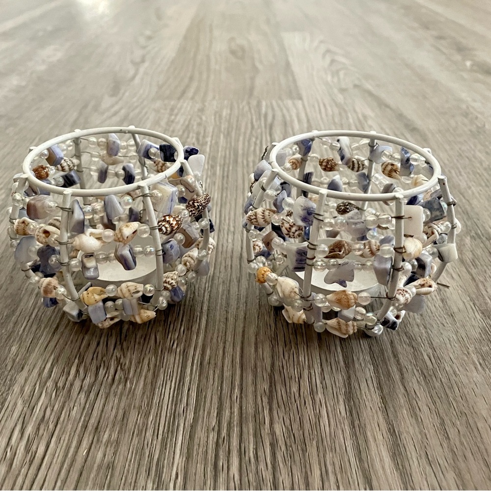 Beachy shell tea light candle holders